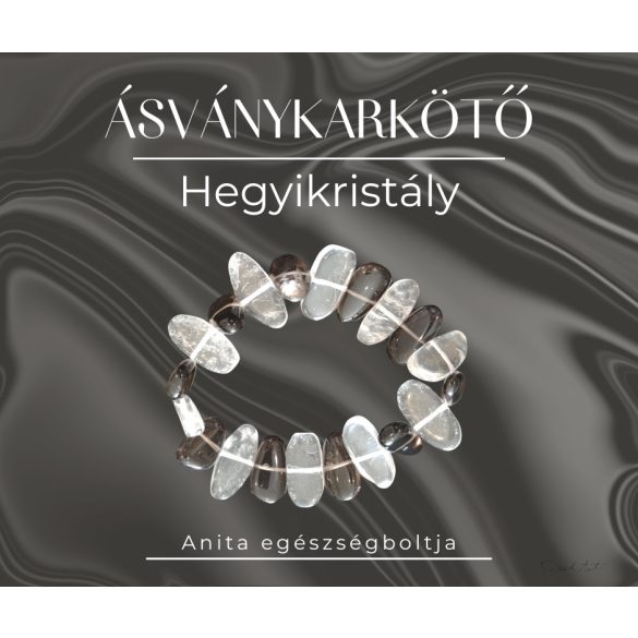 Hegyikristály-füstkvarc karkötő - ovál, 21x10 mm