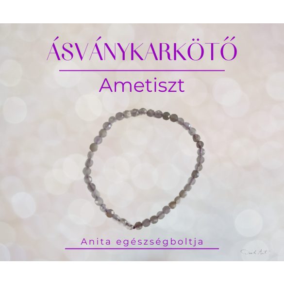 Ametiszt karkötő, 4-5mm golyó- fazettált (világos)