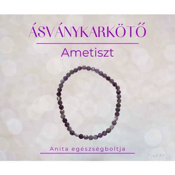 Ametiszt karkötő, 4-5mm golyó- fazettált (sötét)