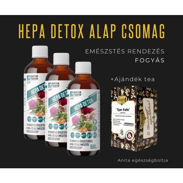 Hepa Detox csomag - 3db Hepa Detox máj és emésztés 500ml + ajándék Epe-kefe tea