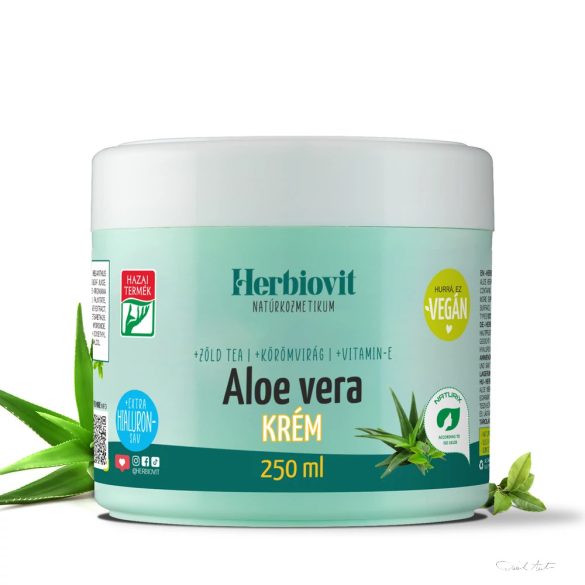 Herbiovit  ALOE VERA KRÉM KÉZ, ARC, TEST HIDRATÁLÓ ÁPOLÁSÁRA HIALURONSAVVAL (250 ML)