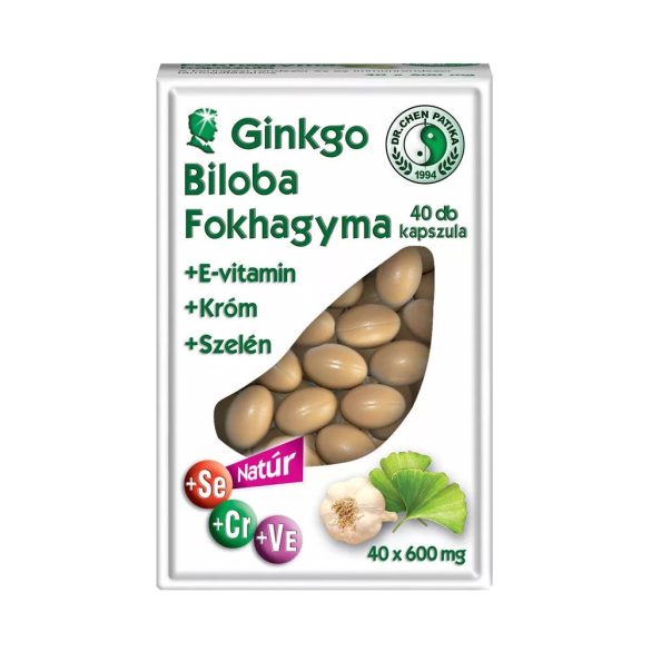 Dr.Chen Ginkgo Biloba és Fokhagyma kapszula Krómmal és Szelénnel - 40x