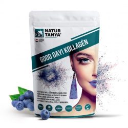   Natur Tanya® Good Day! Kollagén por frissítő áfonya ízben 320 g - hal és marha kollagén peptidek, biotin, C-vitamin és cink-biszglicinát